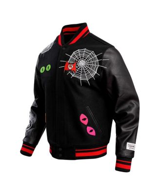 Men's Black Looney Tunes Taz Dracula Varsity Full-Snap Jacket