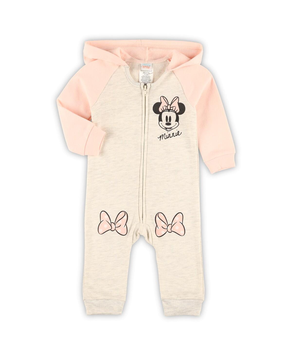 Shop Children's Apparel Network Baby Boys And Girls Minnie Mouse Heather Gray Hoodie Full-zip Jumper