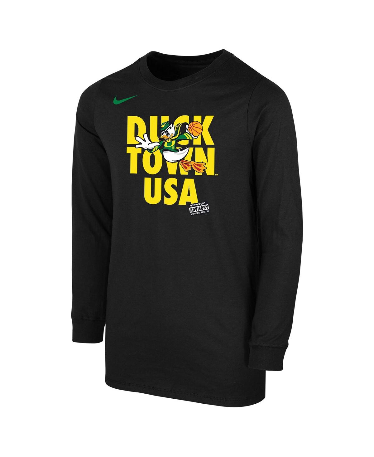 Shop Nike Big Boys  Black Oregon Ducks Basketball Duck Town Shootaround Core Long Sleeve T-shirt