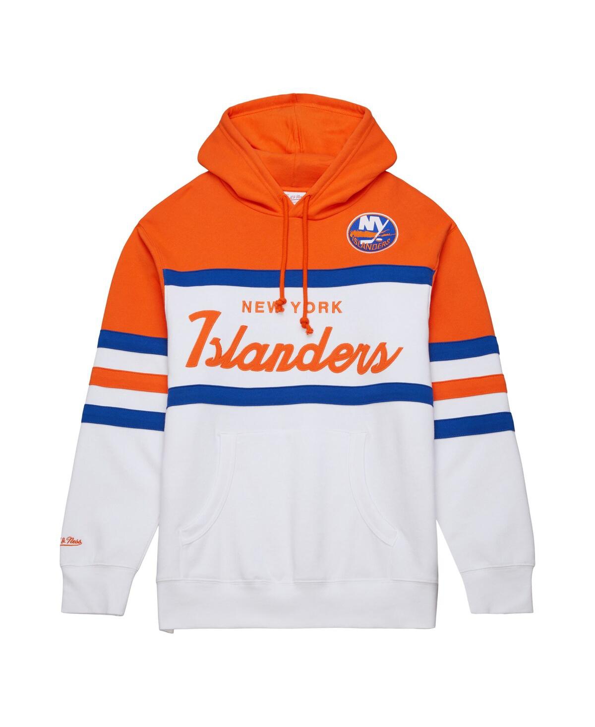 Mitchell & Ness Men's  White, Orange New York Islanders Head Coach Pullover Hoodie In White,orange