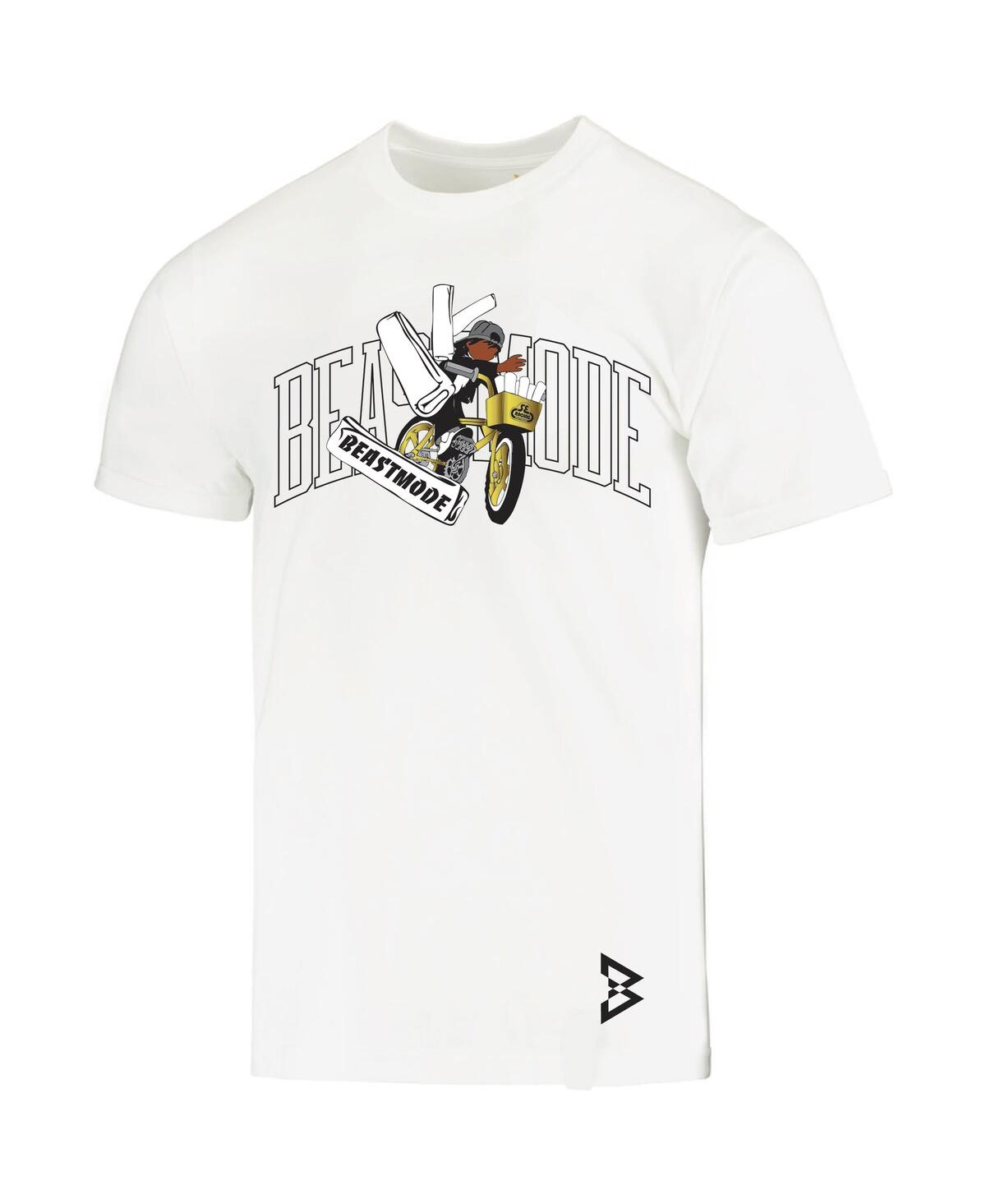 Shop Beast Mode Men's  X Se Racing White Paperboy Racing T-shirt
