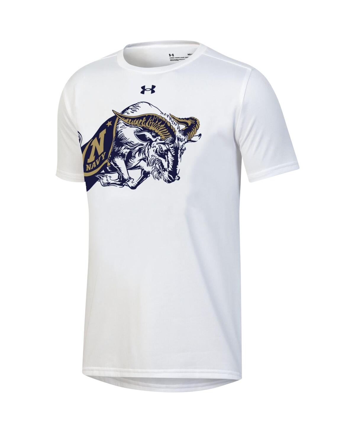 Shop Under Armour Big Boys  White Navy Midshipmen Gameday Oversized Logo Performance T-shirt