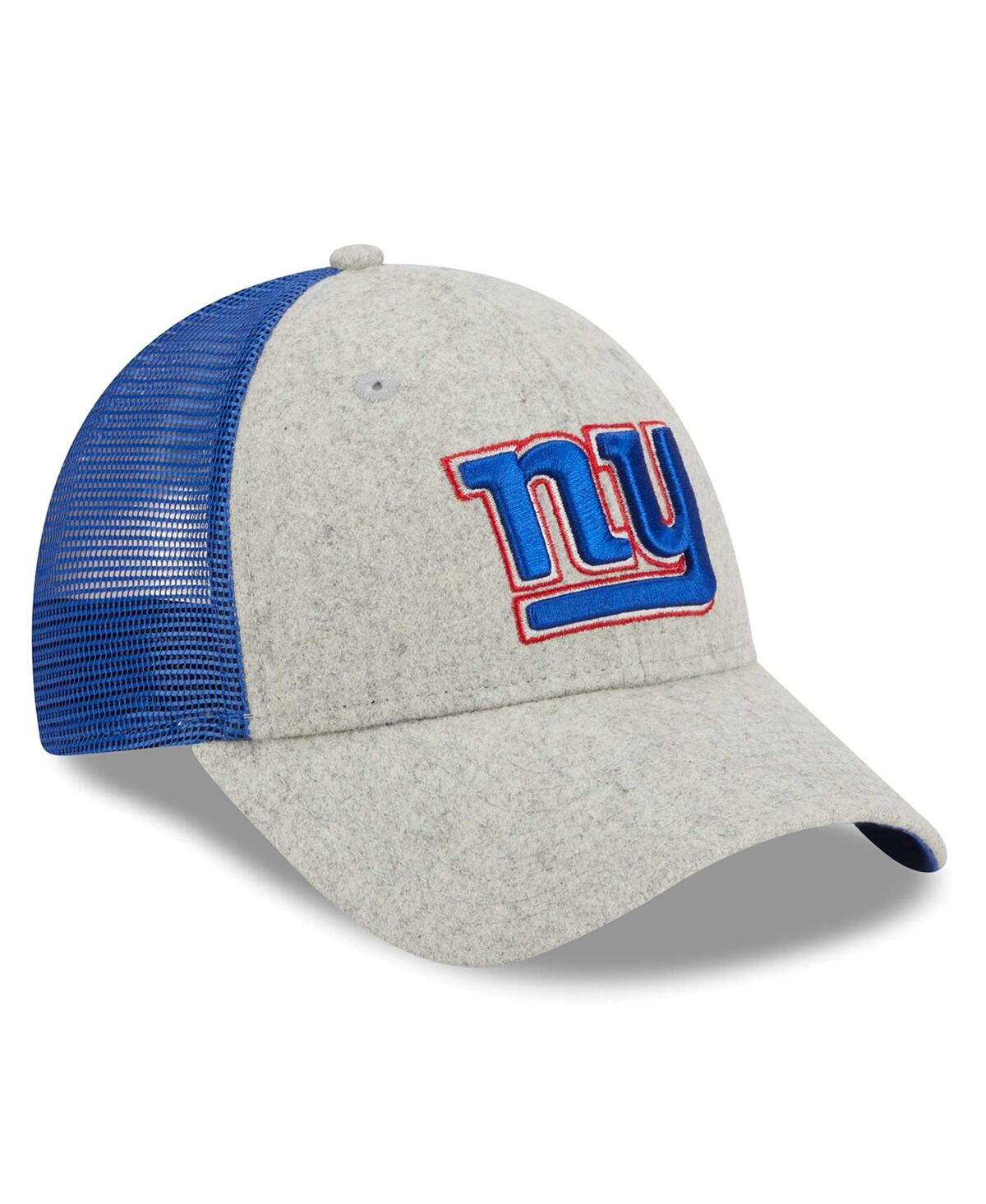 New Era Men's  Heather Gray, Royal New York Giants Pop Trucker 9forty Adjustable Hat In Heather Gray,royal
