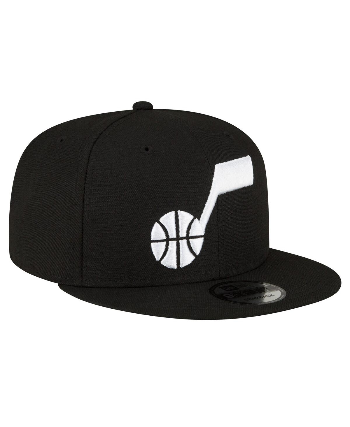 New Era Men's  Utah Jazz Black And White 9fifty Snapback Hat In Black