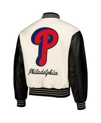 Men's White Philadelphia Phillies Full-Snap Varsity Jacket