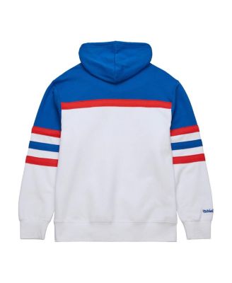 Men's White, Blue New York Rangers Head Coach Pullover Hoodie