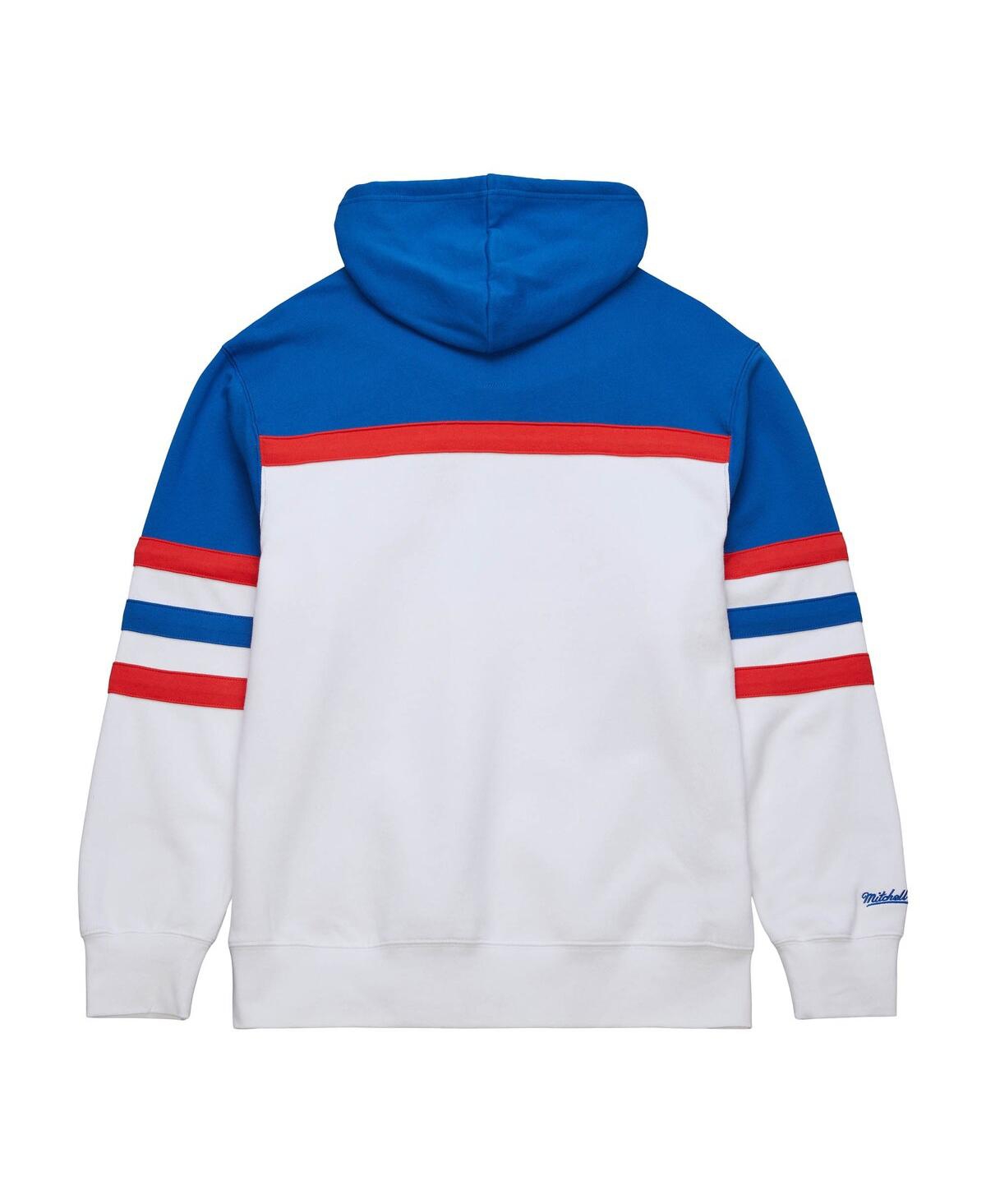 Mitchell & Ness Men's  White, Blue New York Rangers Head Coach Pullover Hoodie In White,blue