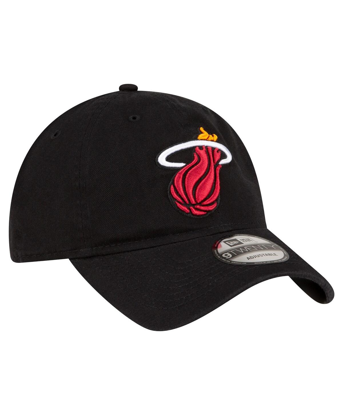 New Era Men's Black Miami Heat Official Team Color 9twenty Adjustable Hat In Black