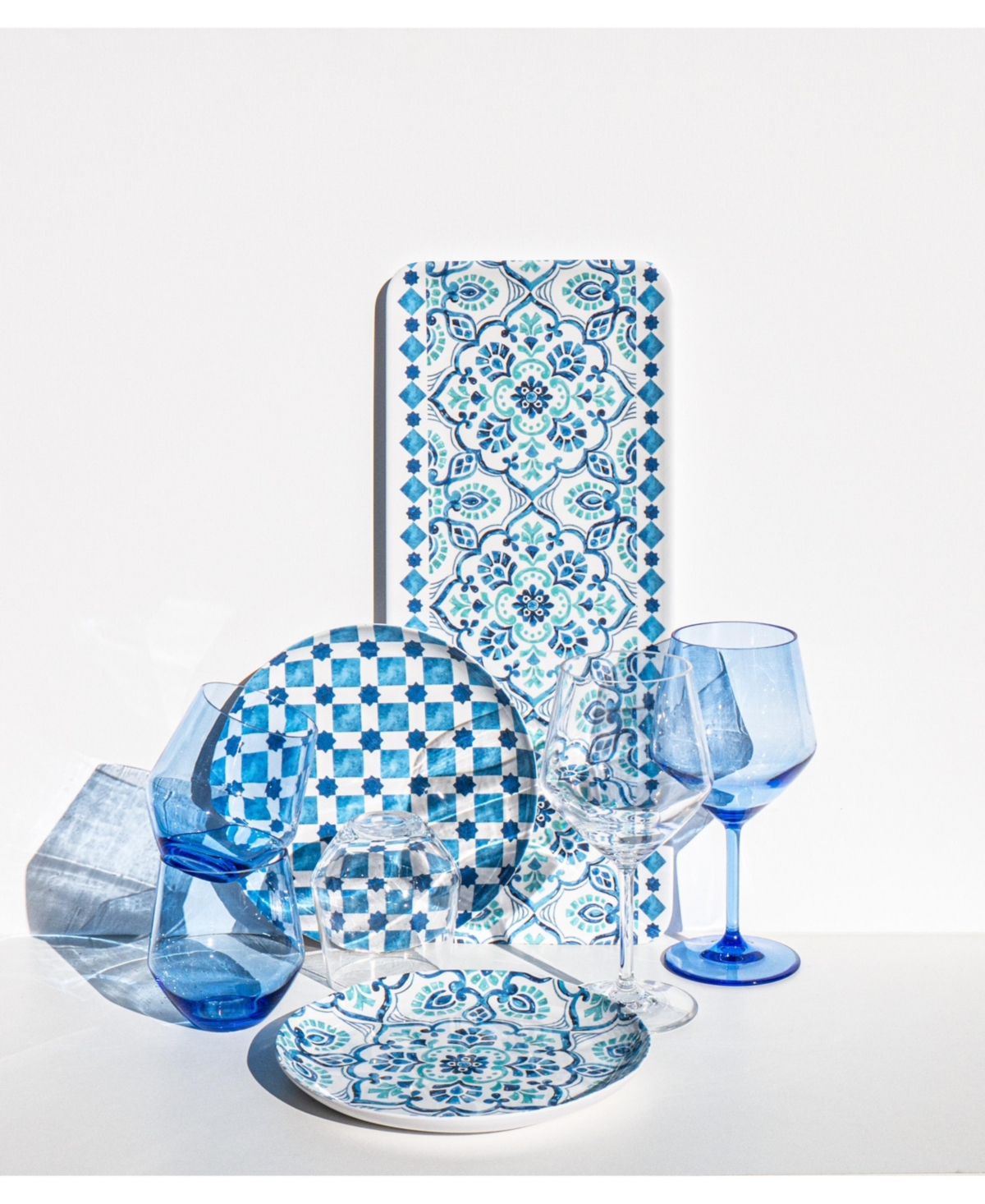Tarhong Palazzo Geo Tile 8.5" Salad Plates, Set Of 6, Service For 6 In Multi
