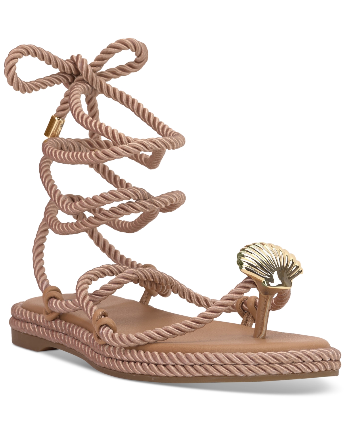 Women's Mabry Lace-Up Flat Sandals, Created for Macy's - Natural Rope