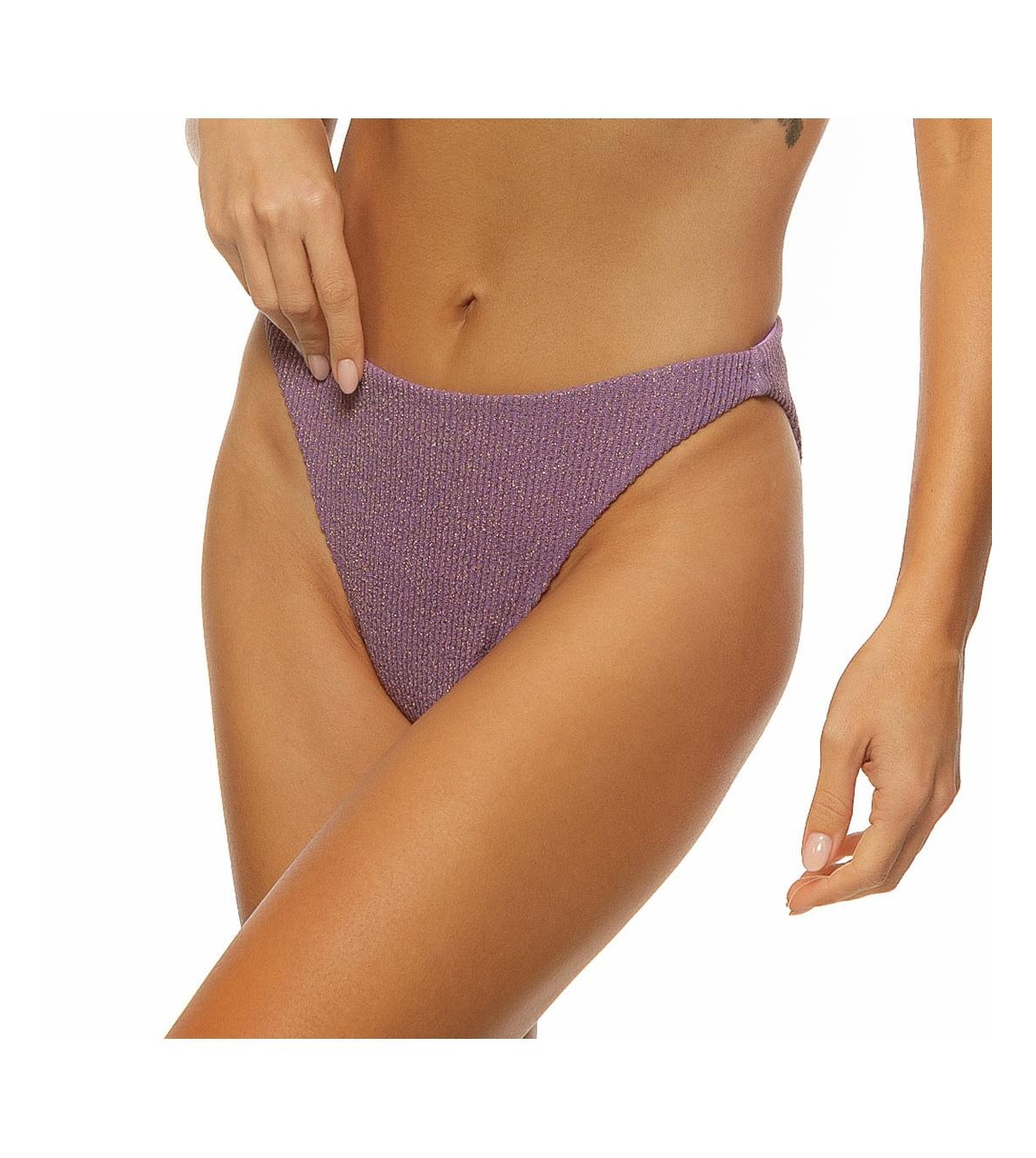 Guria Beachwear Women's Crinkle Lurex Reversible High Cut Bikini Bottom