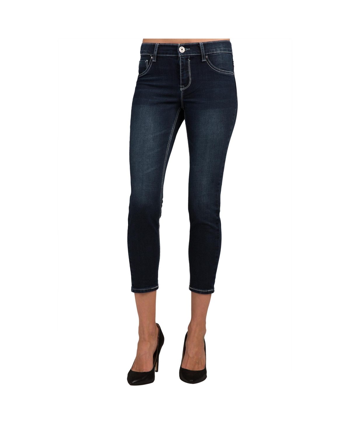 Women's Stretch Denim Cropped Skinny Jeans - Dark blue
