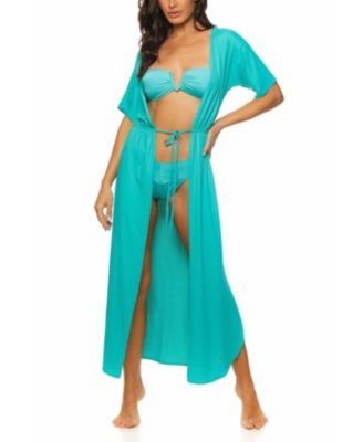Women's Tie Front Long Kimono Cover-up