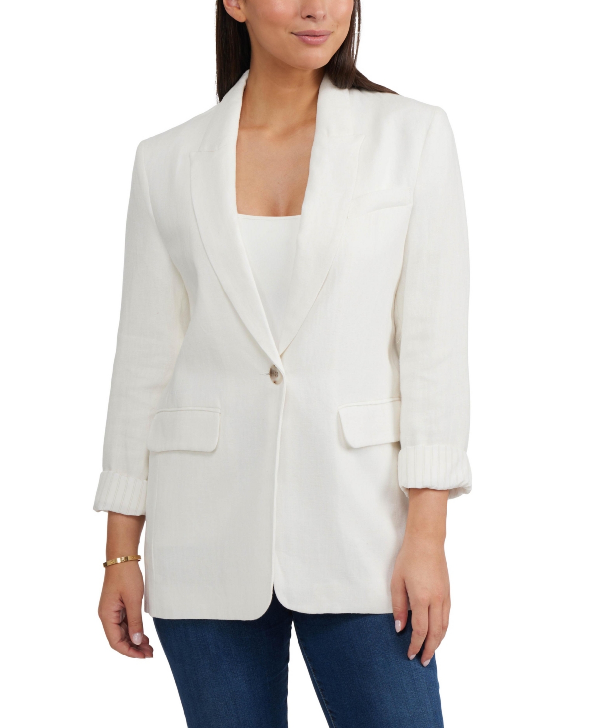 Women s Blazer with Contrast Lining - White