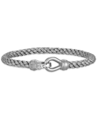 Esquire Mens Jewelry Woven Black Nylon Bracelet in Black Ip Stainless Steel Created for Macys - Silver-Tone 45$