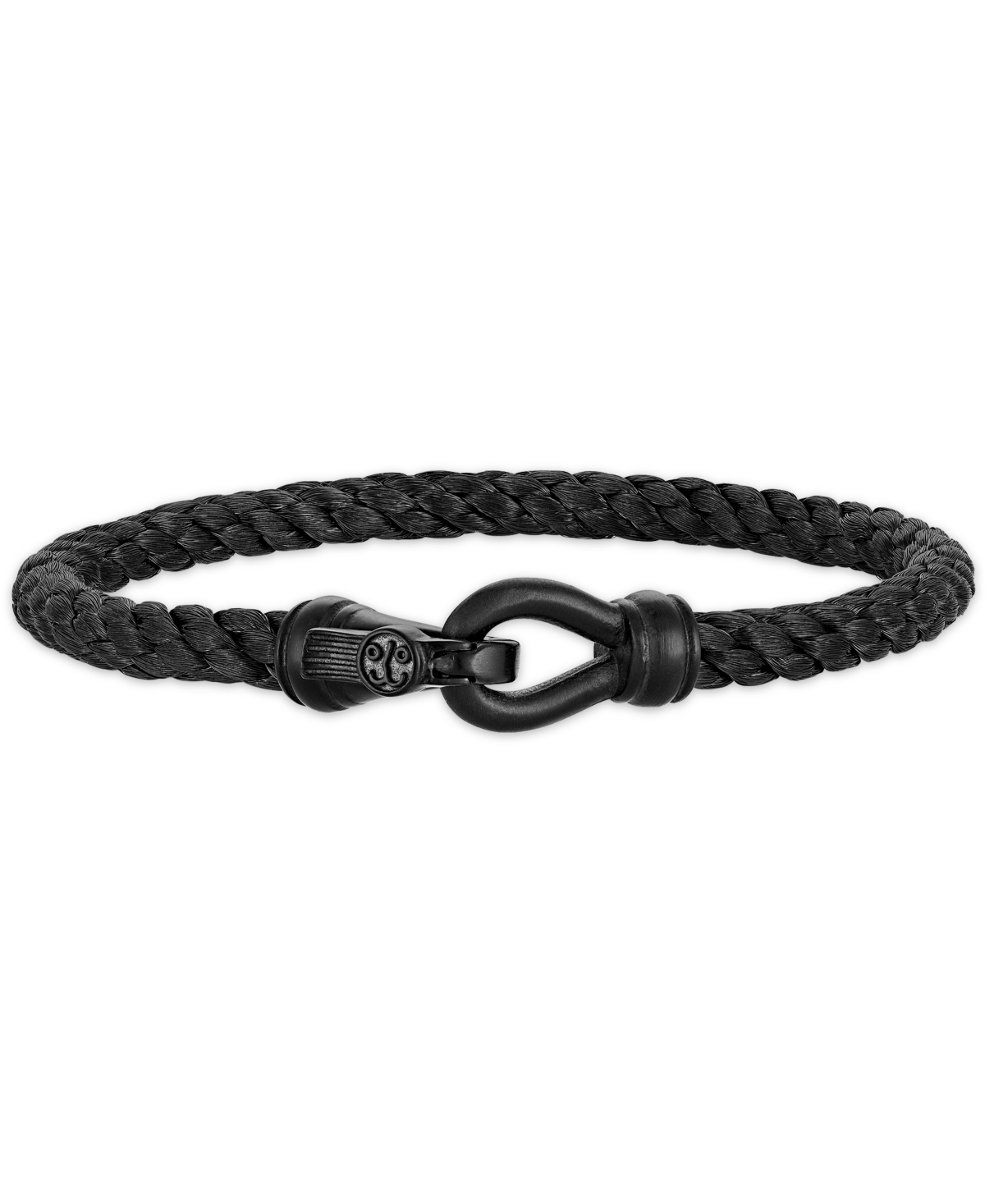Esquire Men's Jewelry Woven Black Nylon Bracelet In Black Ip Stainless Steel, Created For Macy's