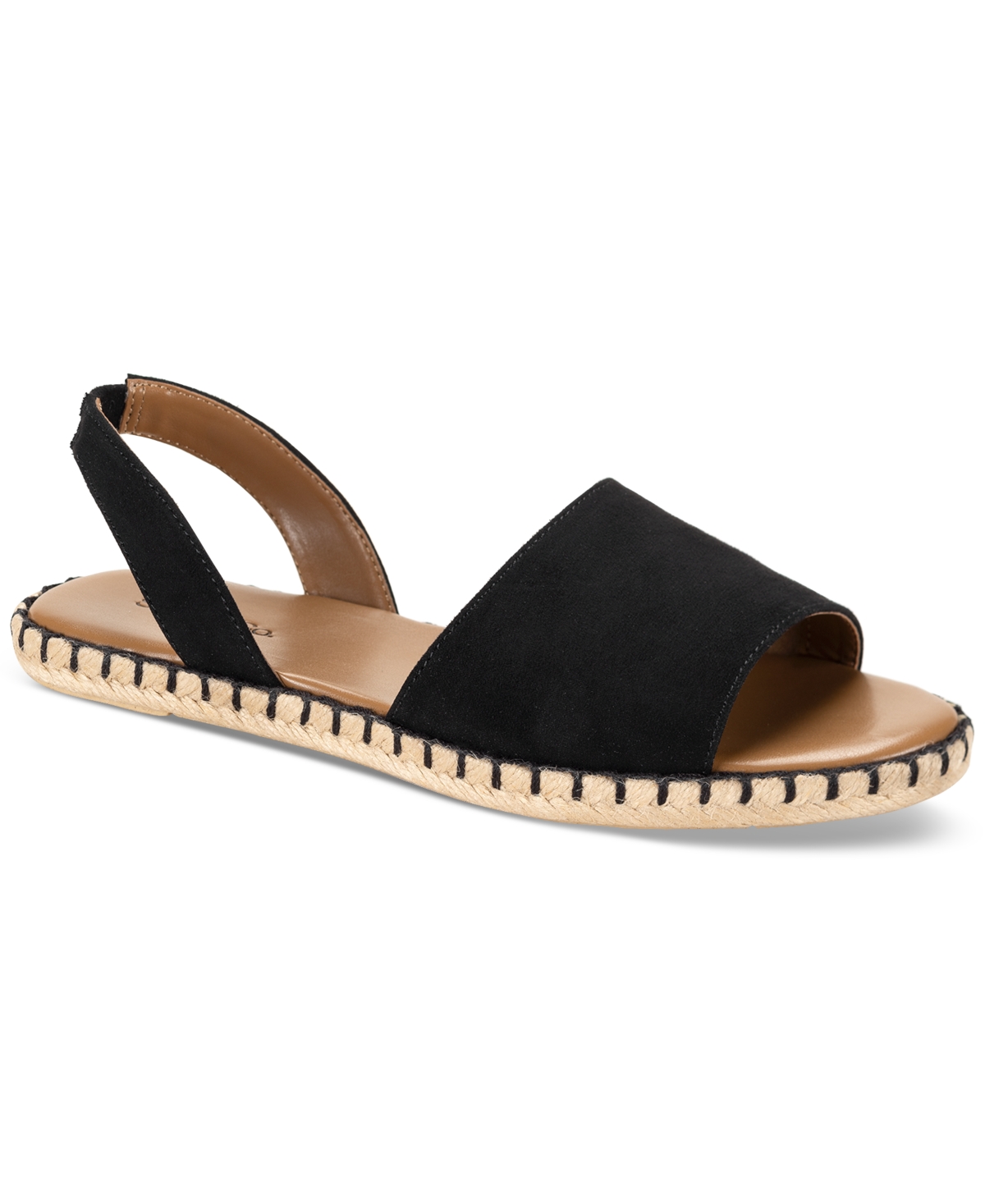 Reesee Slip-On Slingback Espadrille Flat Sandals, Created for Macy's - Black