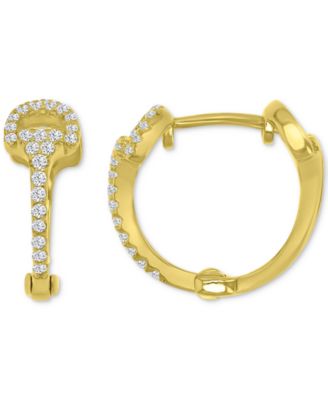 Macy's - Cubic Zirconia Horsebit Small Huggie Hoop Earrings in 14k Gold-Plated Sterling Silver, 0.59"
