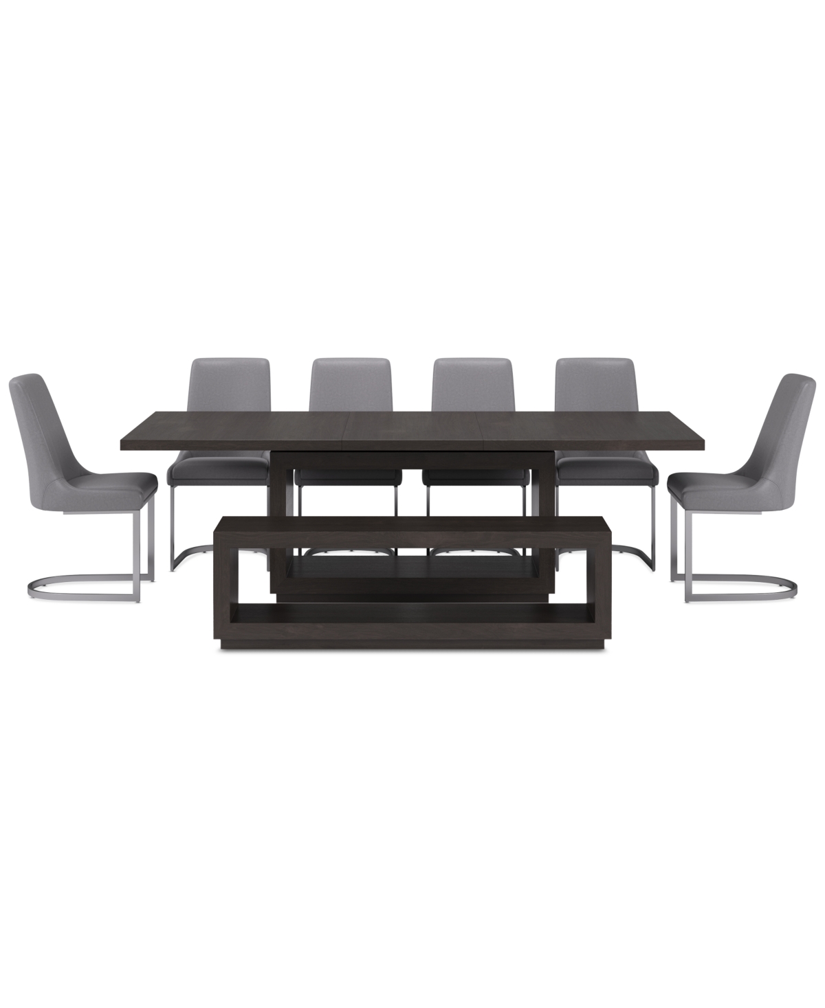 Macy's Tivie 8 Pc Dining Set (rectangular Table + 6 Chairs + Bench) In Brown