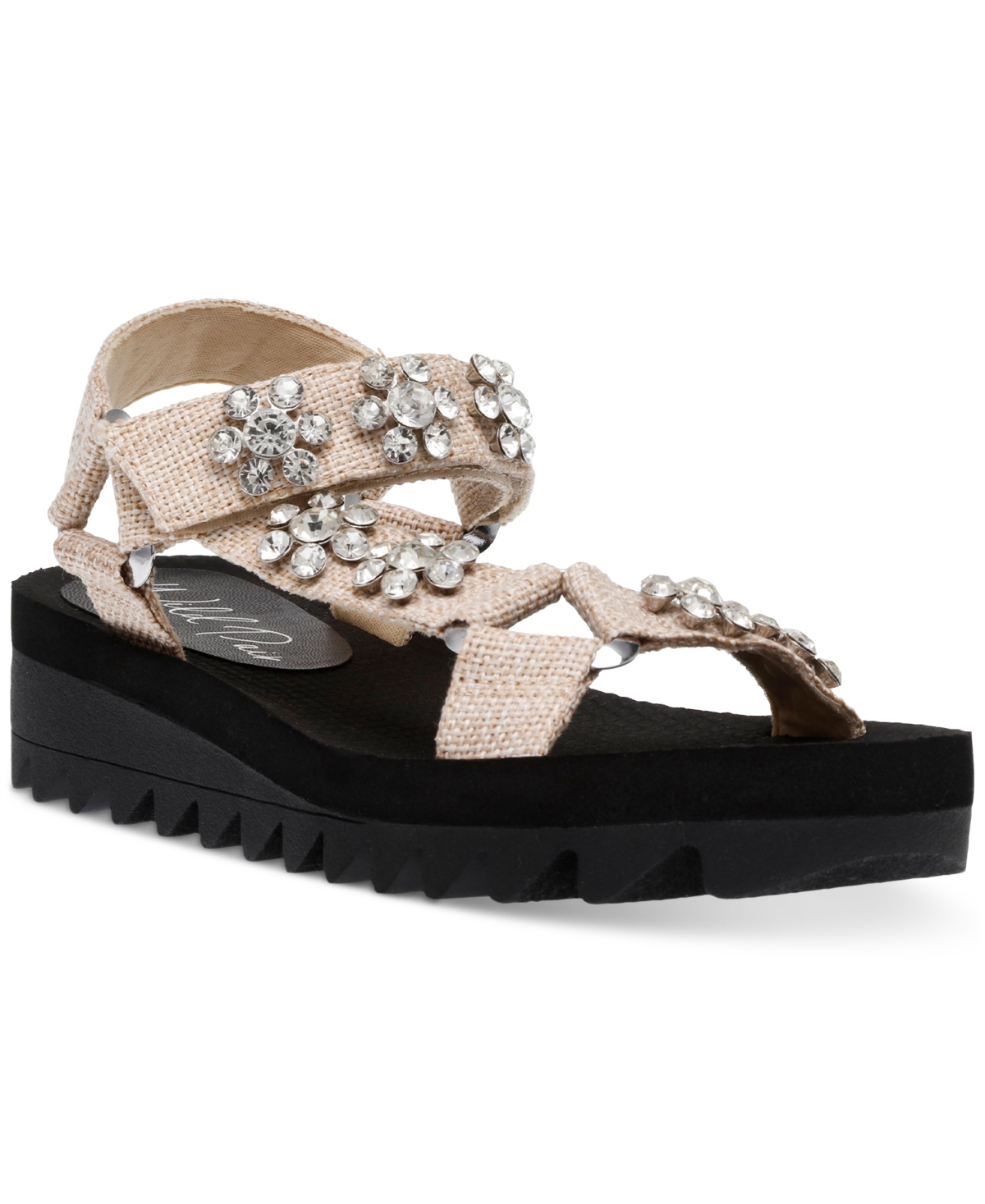 Wild Pair Kudose Sporty Embellished Sandals, Created For Macy's In Natural Raffia