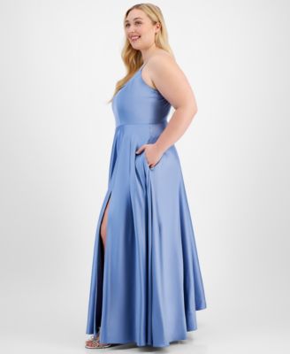 B Darlin Trendy Plus Size Satin Sleeveless Gown
