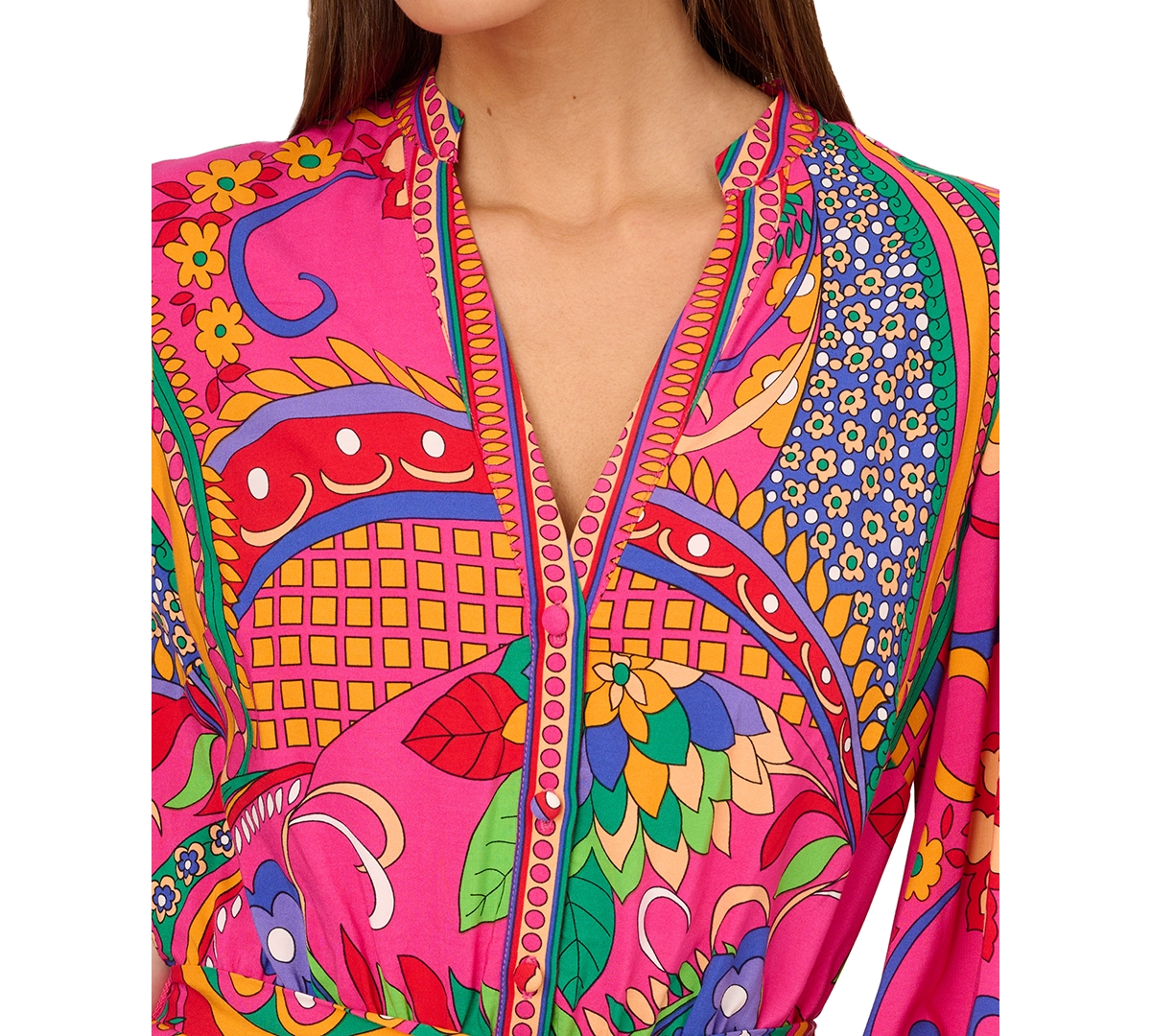 Shop Adrianna By Adrianna Papell Women's Printed Shirtdress In Pink Multi