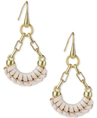 Patricia Nash - Gold-Tone Fidelia Latte Leather Wrapped Dangle Earrings
