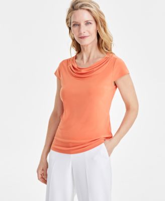 Kasper - Cowl-Neck Short-Sleeve Top