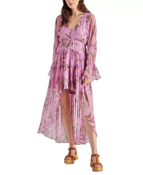 women's sol floral high-low maxi dress