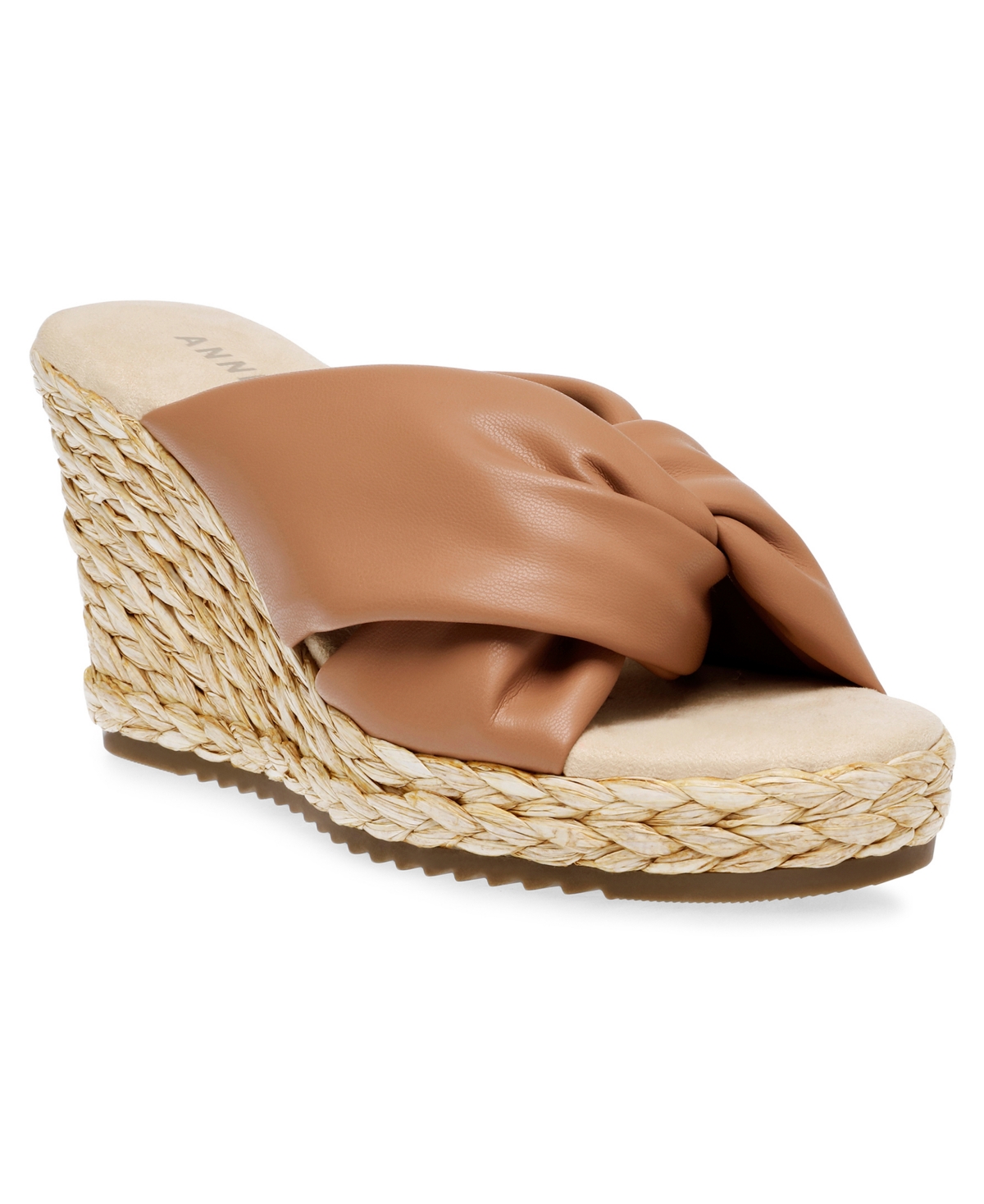 Anne Klein Women's Weslie Slide On Espadrille Wedge Sandals In Tan Smooth
