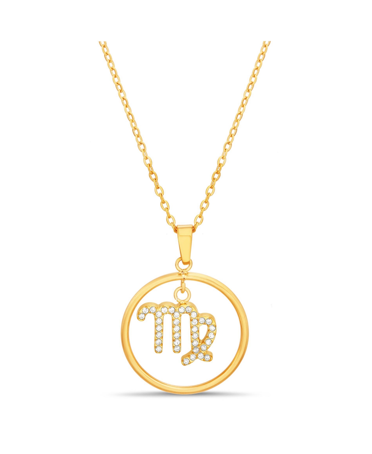 Gold-Tone Virgo Dangle Round Pendant Necklace - Virgo