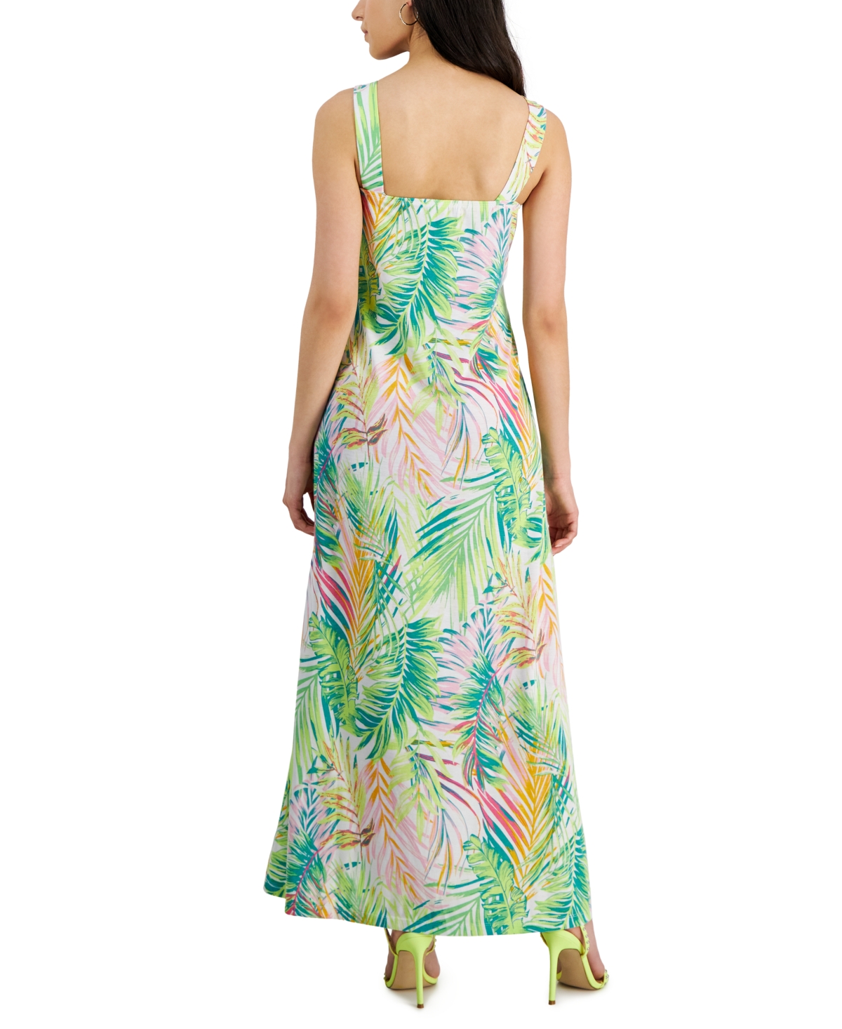 Shop Jamie & Layla Petite Printed Twist-front Maxi Dress In Bright White Palm