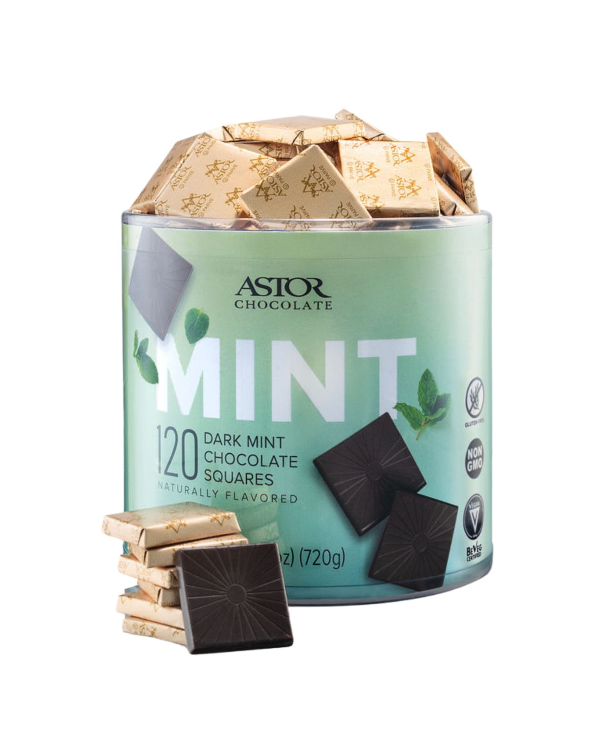 Astor Chocolate Petite Dark Mint Chocolate Squares Tub, 120 Pieces In No Color