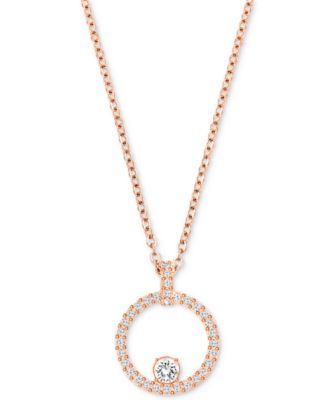 Swarovski - Rose Gold-Tone Crystal Circle Pendant Necklace, 14-7/8" + 2" extender