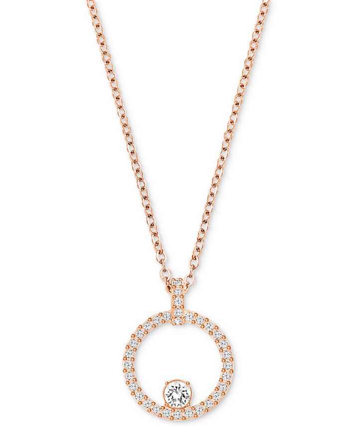 Swarovski Rose Gold-Tone Crystal Circle Pendant Necklace, 14-7/8