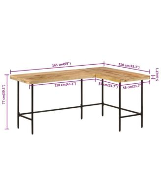 Desk 65"x43.3"x30.3" Solid Wood Mango and Iron