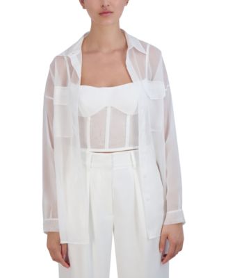 BCBG NEW YORK - Women's Organza Oversized Shirt