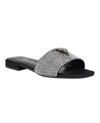 GUESS Women's Tamedi One Band Square Toe Slide Flat Sandals Macy's