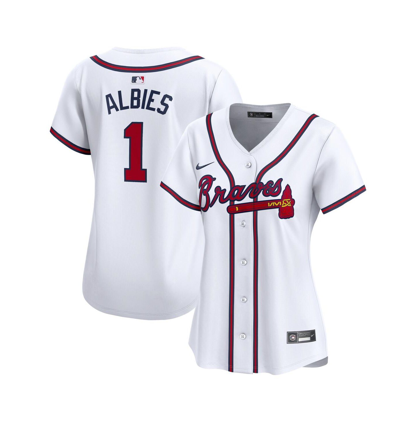 Женский топ Nike Ozzie Albies White Atlanta Braves Home Limited Player Jersey — фото 1