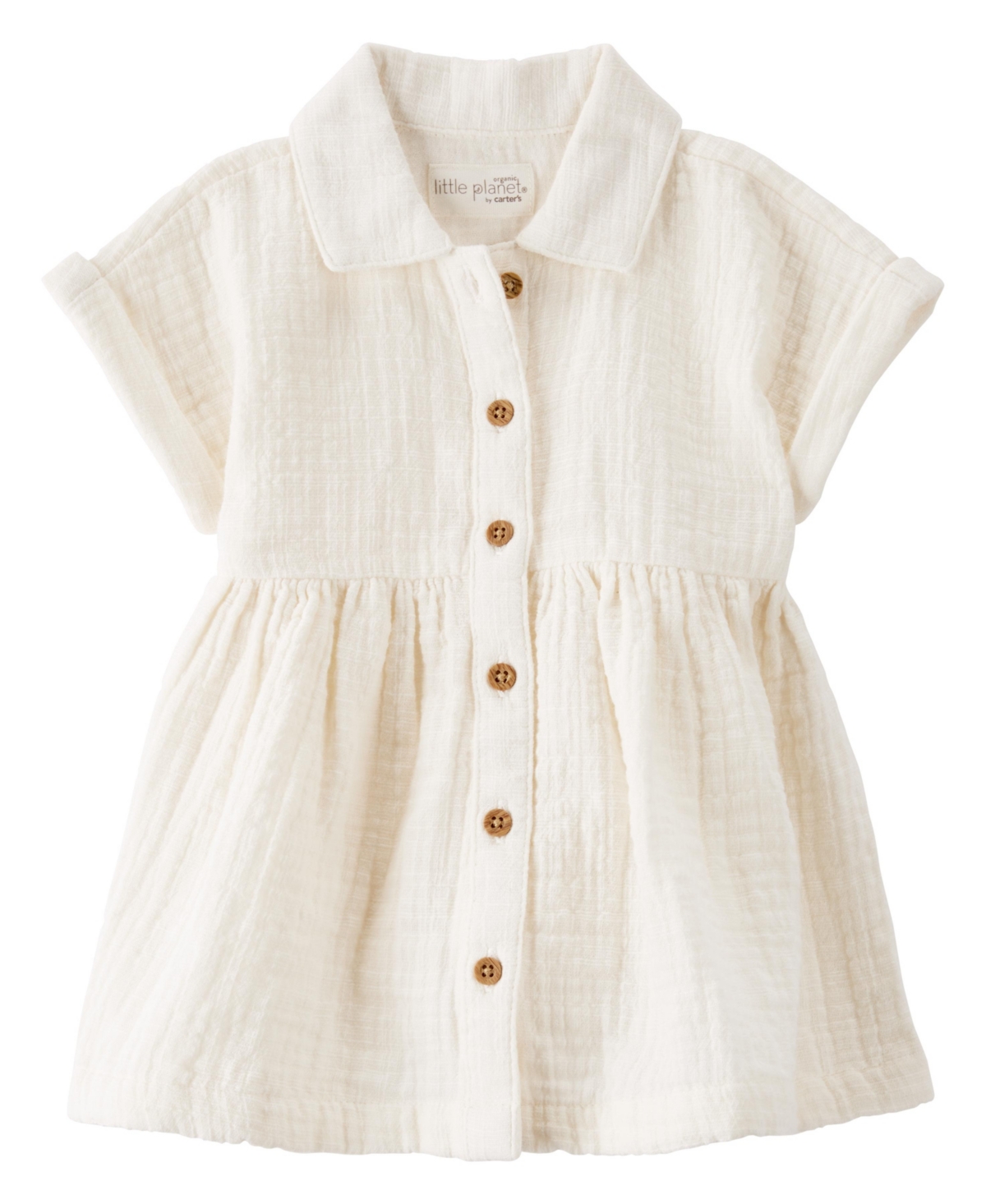 Shop Carter's Little Planet By  Baby Girls Organic Cotton Button-front Dress In White