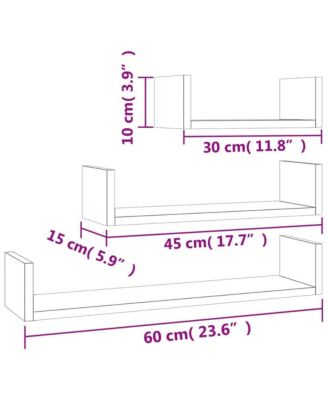 Wall Display Shelf 3 pcs Sonoma Oak Engineered Wood