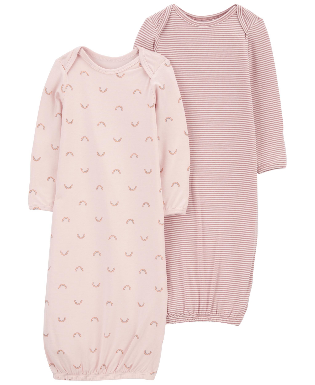Shop Carter's Baby Boys And Baby Girls Purely Soft Sleeper Gowns, Pack Of 2 In Pink