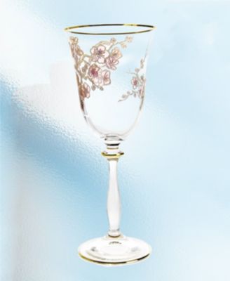 Floral Design Wine Glasses 6.25 oz, Set of 4