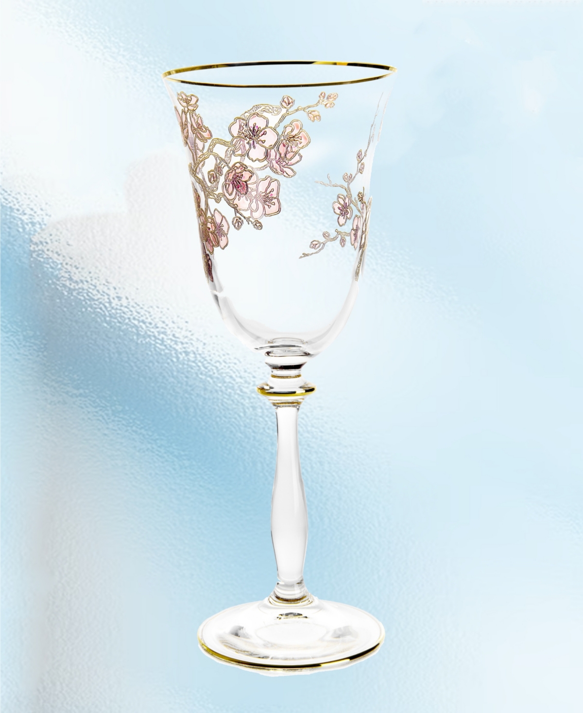 Vivience Floral Design Wine Glasses 6.25 Oz, Set Of 4 In Multi
