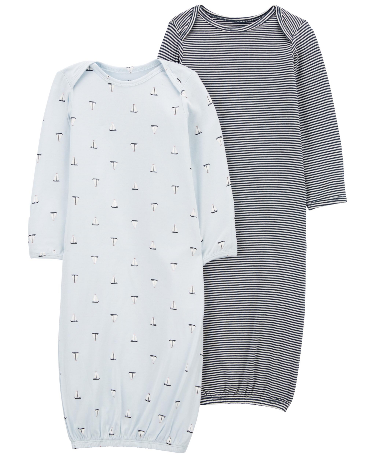 Shop Carter's Baby Boys And Baby Girls Purely Soft Sleeper Gowns, Pack Of 2 In Blue