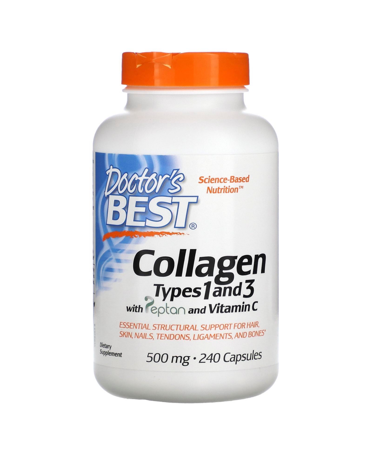 Collagen Types 1 and 3 with Pep tan and Vitamin C 500 mg - 240 Capsules (125 - Assorted Pre-Pack