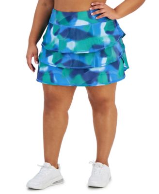 ID Ideology - Plus Size Waves-Print Pull-On Flounce Skort