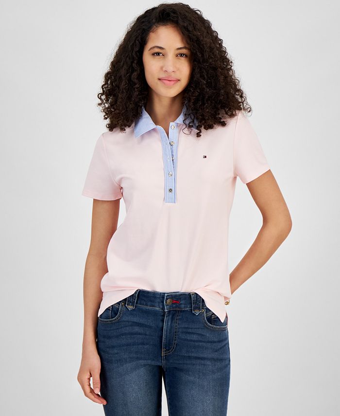 Tommy Hilfiger Women's Contrast Trim Polo Shirt - Macy's