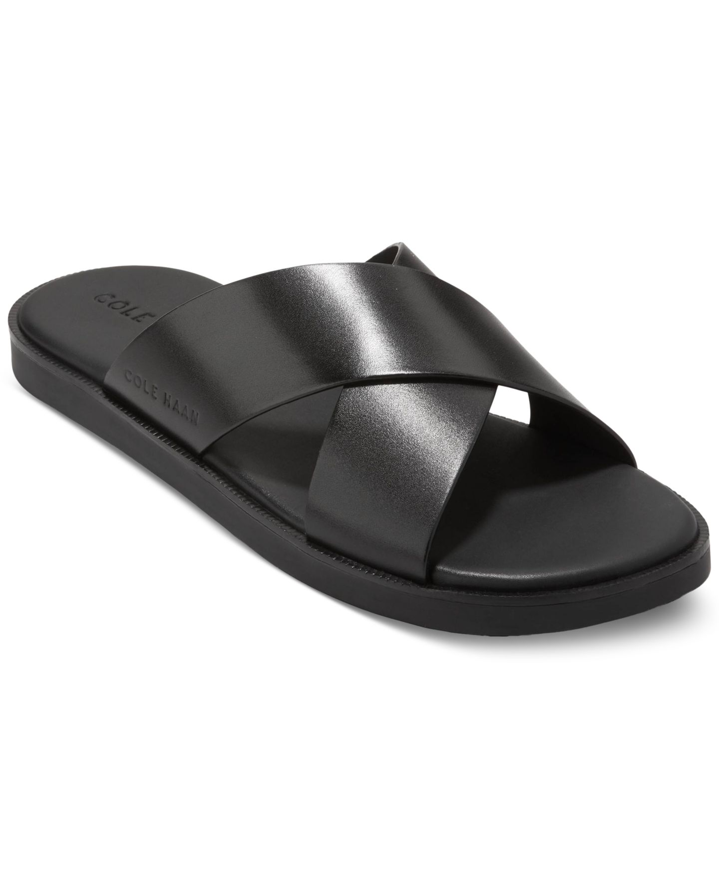Мужские сандалии Cole Haan Nantucket Cross Strap Slip-On Slide, цвет: Чёрный — фото 1