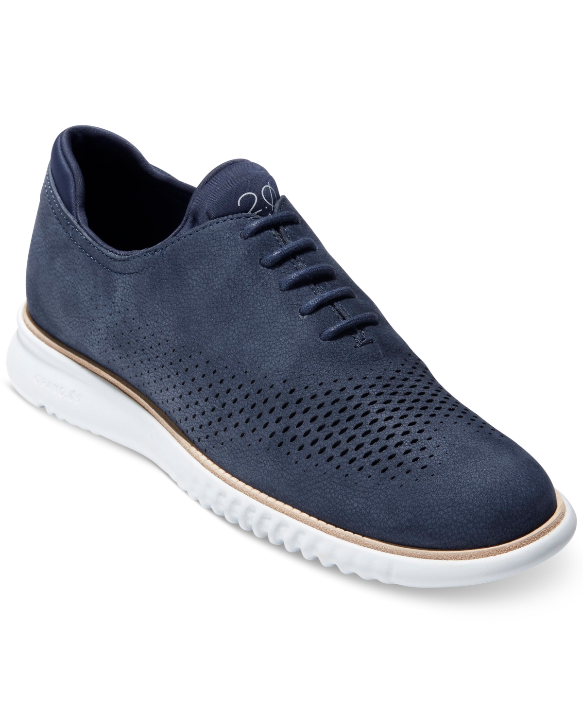 Cole Haan Men's 2.zerogrand Laser Wing Oxford Shoes In Marine Blue,optic White